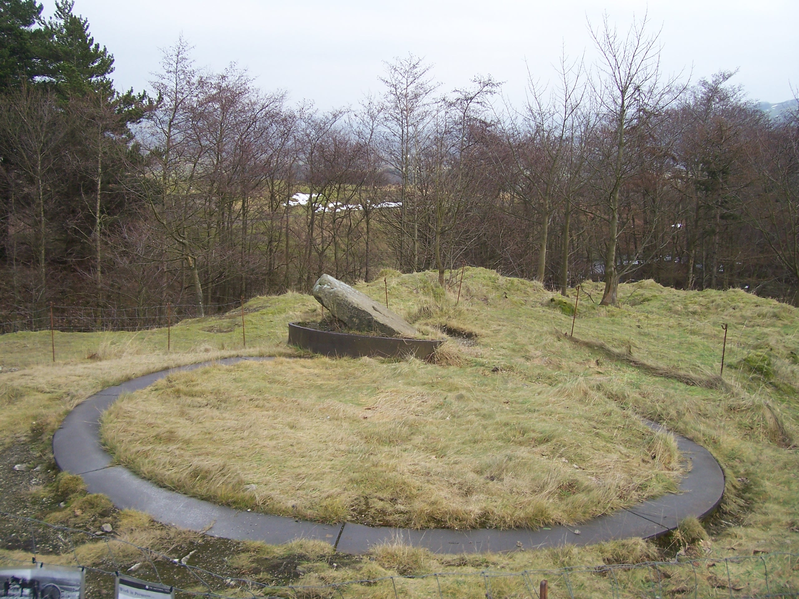 The surviving ore-crushing wheel at Odin Mine, built in 1823.