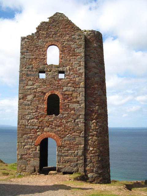The stamps and whim engine house at Wheal Coates, used for hoisting and crushing ore.
